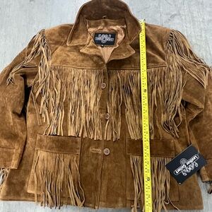 Leather Gallery Scully Tan Suede Fringe Performance Jacket